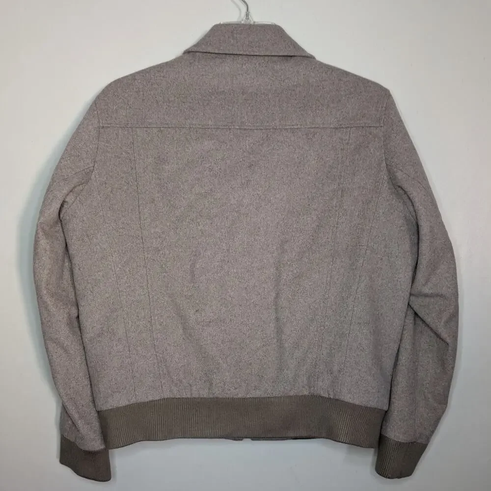 Cardinal of Canada Wool Blend Bomber Jacket In Oatmeal, Size Large